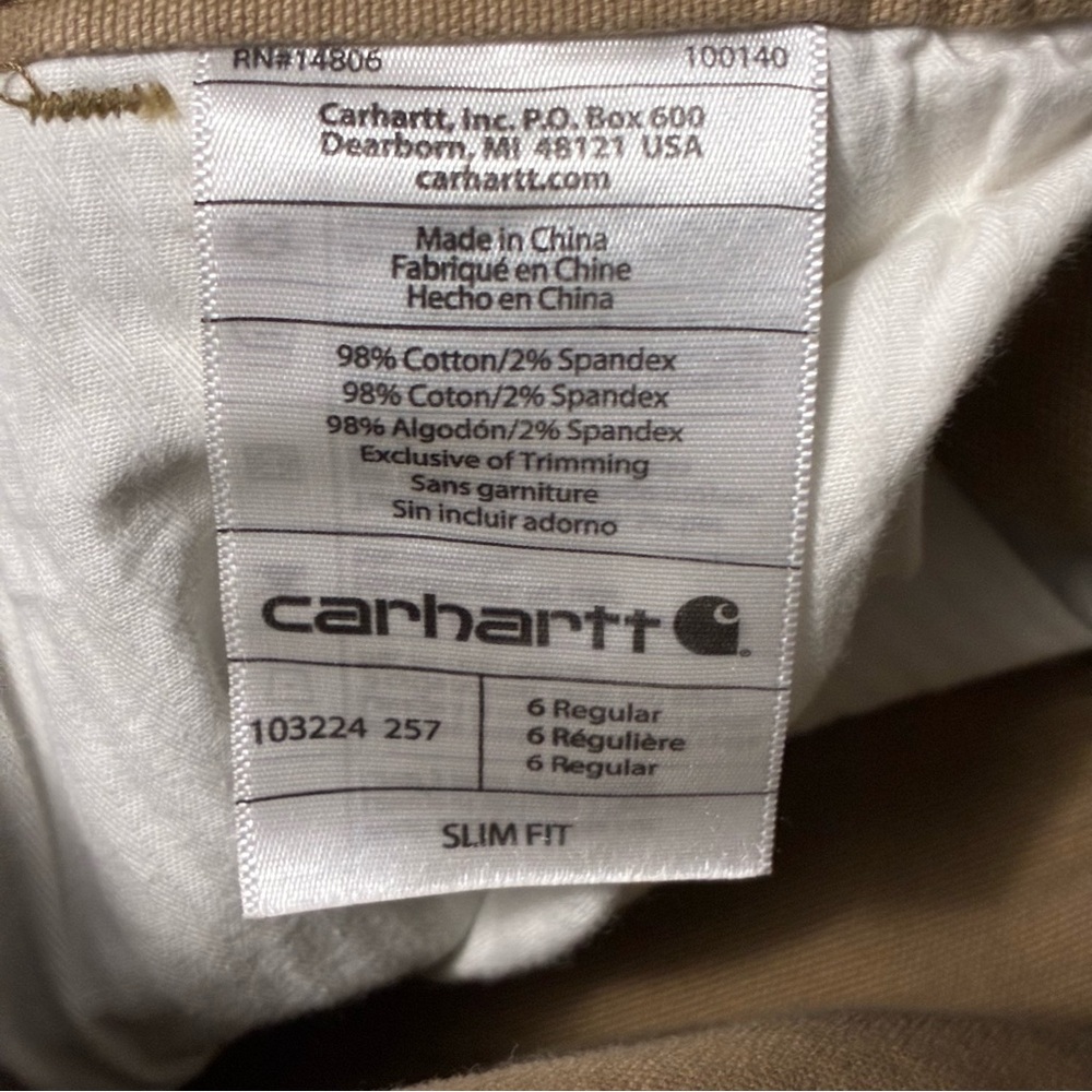 CARHARTT Women's Slim Fit Canvas Carpenter Pants Size 6 - Picture 4 of 7